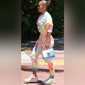 Lezat RESTORE SOFT TERRY JUMPSUIT - NEON TIE DYE J-Lo Medium